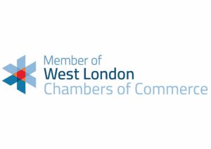 Logo of the West London Chambers of Commerce with a star design and text indicating membership.