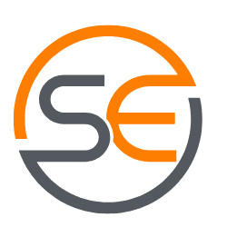 Logo featuring the letters S and E in orange and gray within a circular design.