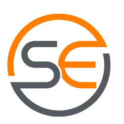 Logo featuring the letters S and E in orange and gray within a circular design.